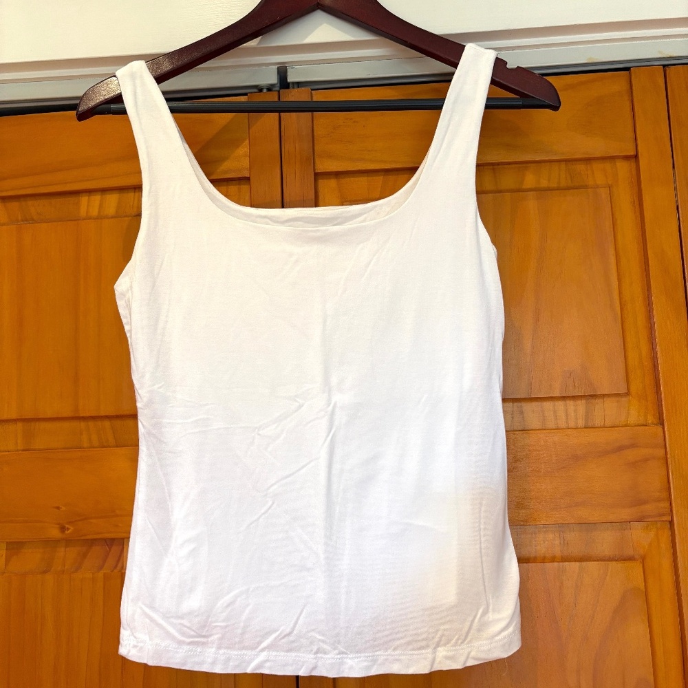 Mod Goddess White Lined Tank Top Size Medium, Scoop Neck